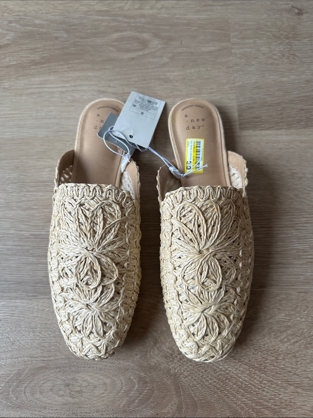 a new day Natural Raffia Woven Slip-On Mules